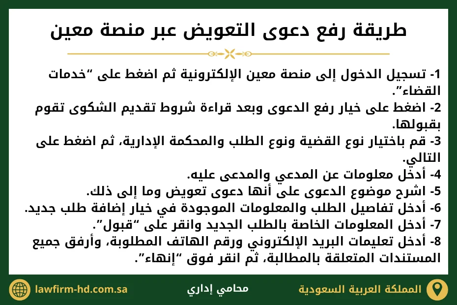 طريقة رفع دعوى التعويض عبر منصة معين