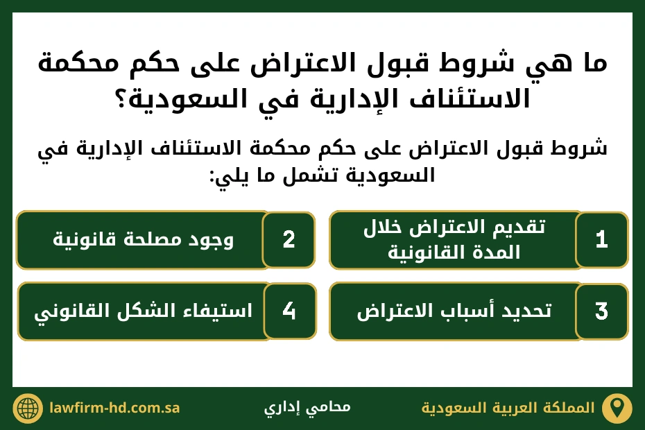 ما هي شروط قبول الاعتراض على حكم محكمة الاستئناف الإدارية في السعودية