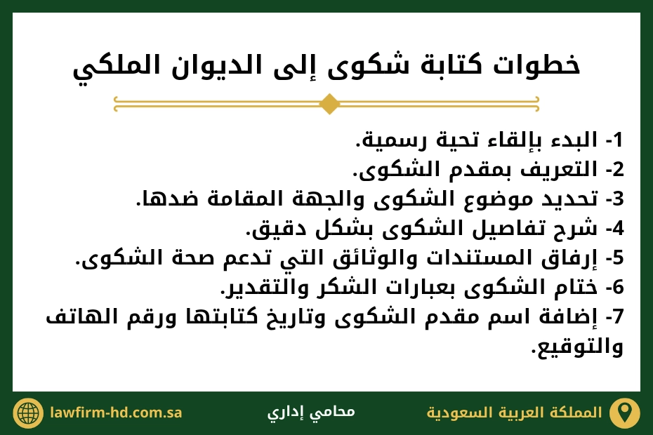 خطوات كتابة شكوى إلى الديوان الملكي